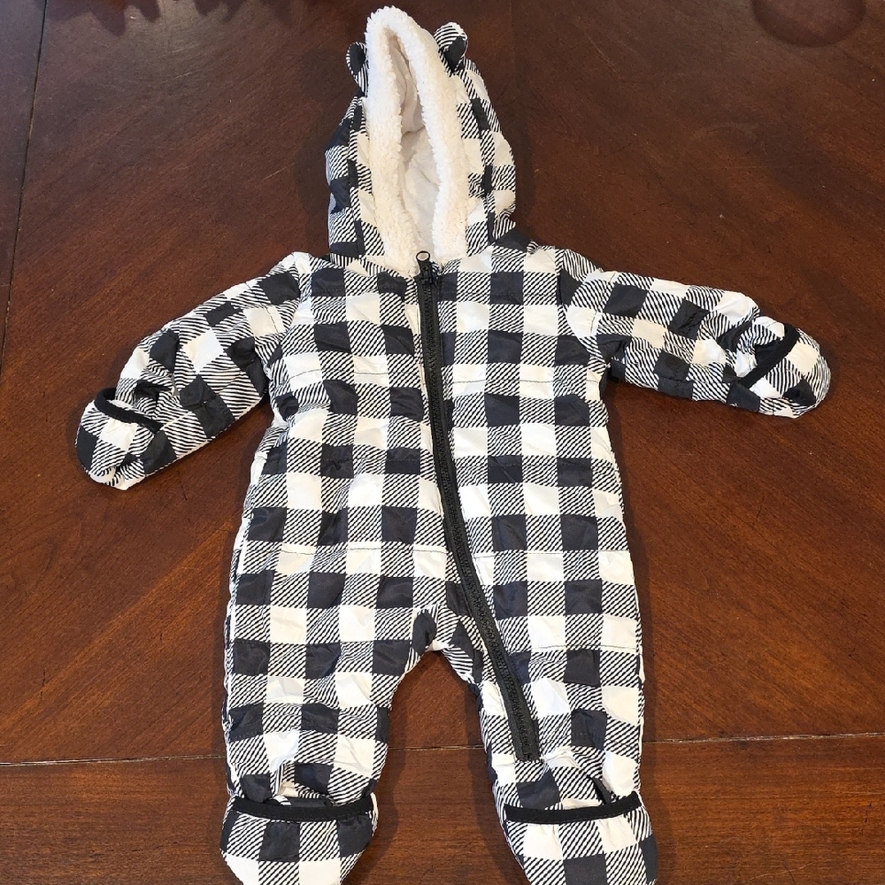 (J59) Wonder Nation Infant Girl Black and White Checkered Bodysuit Sz 0-3